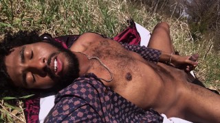 Moaning While Stroking Cock in Nature (nearly caught)