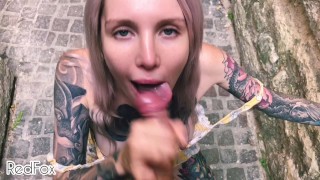 Public and sloppy POV BJ on a Paris street from a beautiful blonde - R...