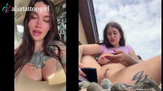 TikTok model was caught on a public beach playing with a dildo and cum...